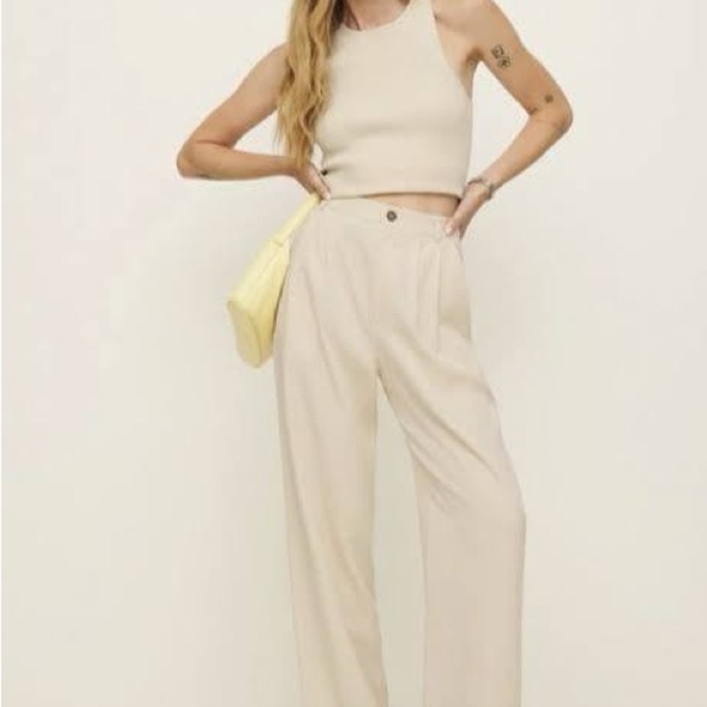 ReformationOatmeal Cream Wide-Leg Pants